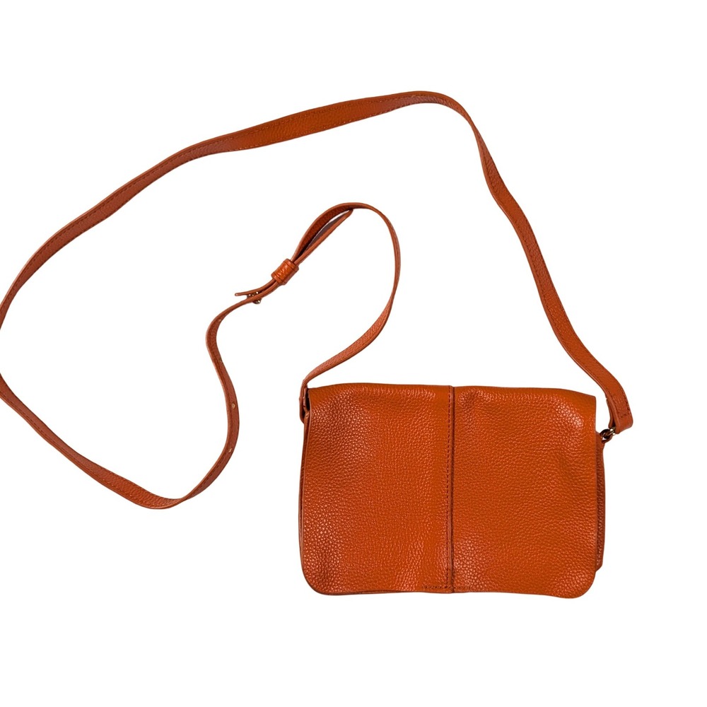 btb Los Angeles Crossbody Bag Orange Pebbled Leather Minimalist Boho Small